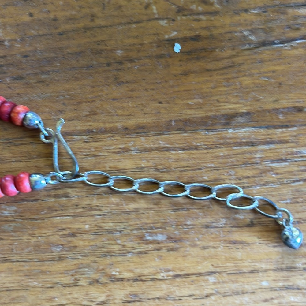 Mine Finds by Jay King lapis & coral reversible heart & bead 18” necklace - Picture 5 of 8